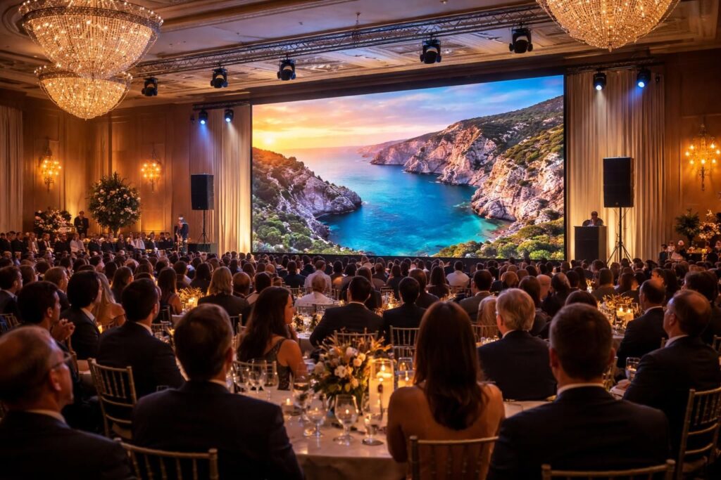 découvrez comment combiner audio et visuel avec un écran de projection pour rendre votre événement inoubliable et captiver votre audience.