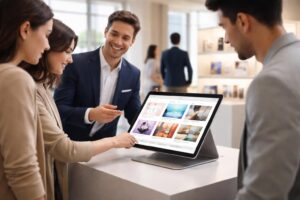 découvrez notre showroom avec ipad : un catalogue interactif et un parcours client guidé pour une expérience d'achat moderne et personnalisée.