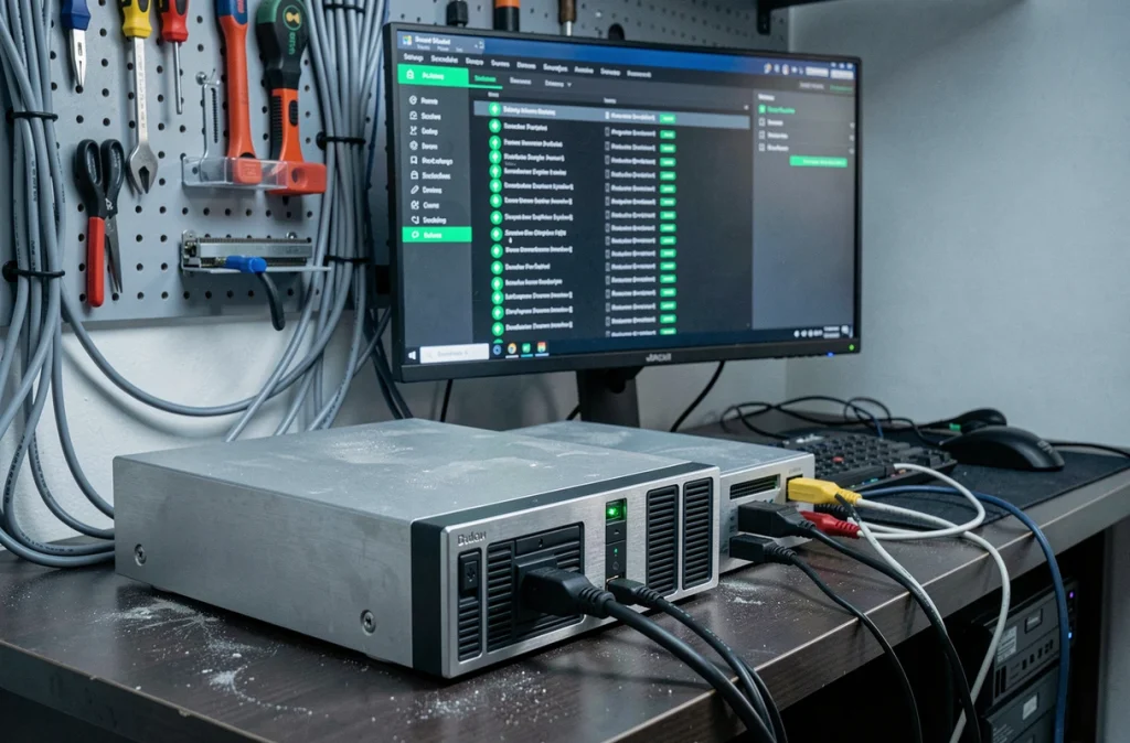 Configuration de sauvegarde automatique avec disques durs externes et logiciel de protection des données sur poste de travail