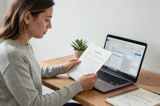 Femme utilisant les styles de mise en forme dans Microsoft Word pour améliorer la lisibilité d'un document professionnel