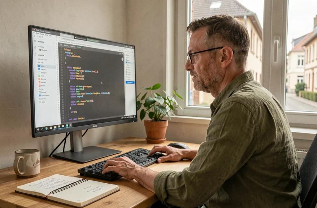 Développeur web indépendant Haas Info à Mulhouse travaillant seul dans son bureau à domicile